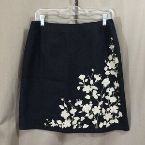 Liz Clairborne 100% Cotton Summer Skirt Brown Foliage Silhouette Pattern 1oP